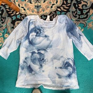 Chico's Elegant Blue and Black Knit Top